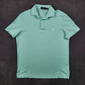 Polo Ralph‎ Lauren Polo Shirt Mens Large Green White Stripe Short Sleeve Golf
